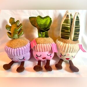Houseplant Plush SET 3 Tags NEW Succulent 8” Pink Purple Plants Stuffed Animal